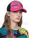 Gucci Pink L/59 Green Sylvie Logo Leather & Mesh Baseball Hat Cap Nwt Auth $595