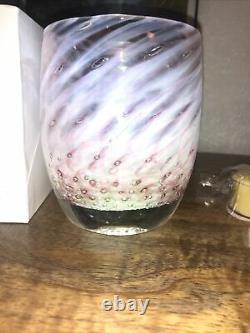 Glassybaby VERY RARE One Of A Kindness, Pink, White With Green Beautiful NEW