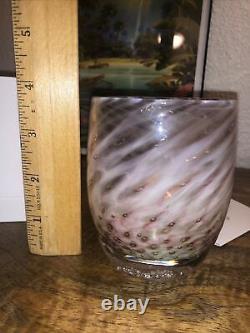 Glassybaby VERY RARE One Of A Kindness, Pink, White With Green Beautiful NEW