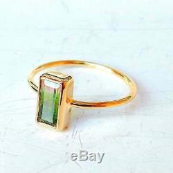 Goldring with natural green Watermelon Tourmaline Pink & Green stone