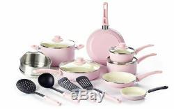 GreenLife 16 Pc Ceramic Cookware Set Healthy Green Soft Grip Frypans Turquoise
