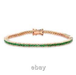 Green Emerald 3.5Ct Round Cut Lab Created Tennis Bracelet 14K Rose Gold Plated