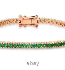 Green Emerald 3.5Ct Round Cut Lab Created Tennis Bracelet 14K Rose Gold Plated