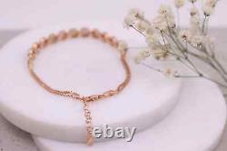Green Emerald 4.50Ct Lab Created Round Cut Chain Bracelet 14K Rose Gold Plated