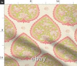Green Pink French Indus Floral 100% Cotton Sateen Sheet Set by Roostery