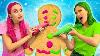 Green Vs Pink Eating One Color Food 24 Hours Christmas Challenge Siblings By La La Life Emoji
