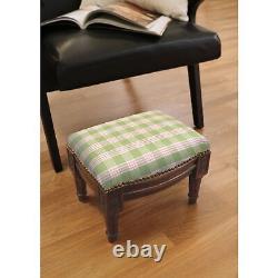 Green and Pink Plaid Footstool Green Apple 14x10x10