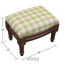 Green and Pink Plaid Footstool Green Apple 14x10x10