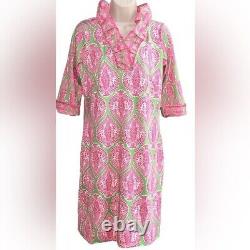 Gretchen Scott ruff neck Dress xxl Indian Summer green/ pink stretch goddess