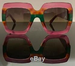 Gucci GG0178S 006 Pink Tortoise Plastic Fashion Sunglasses Green Gradient Lens