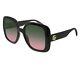 Gucci Gg0713s 002 Black Gold Green Pink Gradient Women Sunglasses Square Large