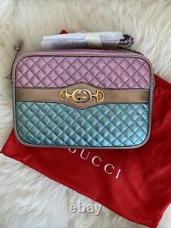 Gucci GG Trapuntata Metallic Camera Shoulder Bag Quilted Leather Crossbody