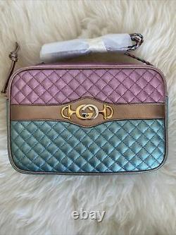 Gucci GG Trapuntata Metallic Camera Shoulder Bag Quilted Leather Crossbody