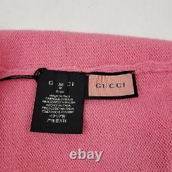 Gucci Pink Wool Beanie Hat with Lime Green Ghost GG M/57 455975 5866
