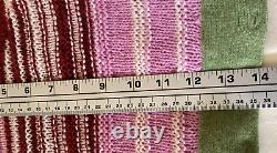 Handmade Knitted Cashmere Striped Pink Green Blue Boho Pillowcase 14 x 16 in