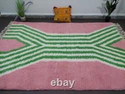 Handmade Moroccan Rug, Checkered Rug, Pink & Green Moroccan Rug, Custom rug