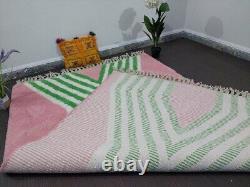 Handmade Moroccan Rug, Checkered Rug, Pink & Green Moroccan Rug, Custom rug