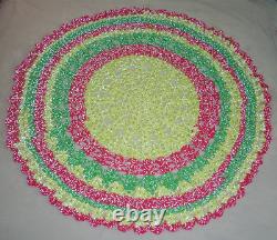 Handmade crochet light-reflective neon yellow, pink, & green blanket/throw