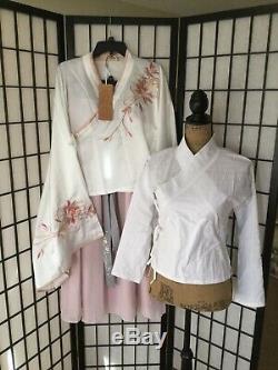 Hanfu set Embroidery Chinese Quju Ruqun Shirt Skirt Belt Yellow White Pink Green