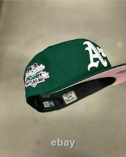 Hat Club EXCLUSIVE New Era 5950 Oakland Athletics A's Green and Pink UV Cap