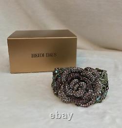 Heidi Daus Green Purple Pink GARDEN FOLLY Rose Crystal Cuff Bracelet, S/M