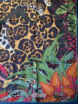 Hermes Jaguar Quetzal RARE Silk Scarf 90cm Green/Pink/Camel NIBwithTag & Label