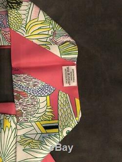 Hermes New Maxi Twilly Long Scarf Silk Animapol Pink Yellow Green