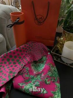 Hermes Silk Scarf Leopard Pink And Green