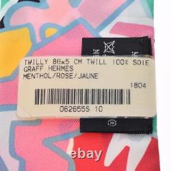 Hermes Twily New Tag Scarf Green Pink Grey
