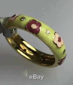 Hidalgo Green/Pink Flower Ring With Dias (New) 18kt Yg. Ring Size 6.5 (50% OFF)