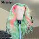 Highlight Human Hair Green Pink Loose Wave Lace Front Wigs Brazilian Closure Wig