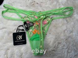 Honey Birdette LOTTIE? Neon Green & Pink Floral Berry Thong Large