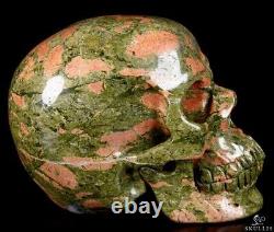 Huge 7.2 Pink & Green Unakite Carved Crystal Skull, Super Realistic
