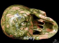 Huge 7.2 Pink & Green Unakite Carved Crystal Skull, Super Realistic