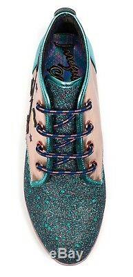 Irregular Choice NEW Lightning Love pink green glitter flat ankle boots 3-8