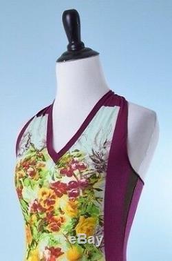 JEAN PAUL GAULTIER $590 NWT MAILLE Pink Green Sleeveless Fruit Floral Mesh S