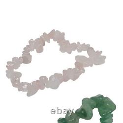 JIA JIA Set of Two Crystal Bracelets Rose Quartz and Aventurine Pink Green New