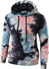 Kliegou Men's Tie-dye Printed Pullover Hooded Sweatshirt