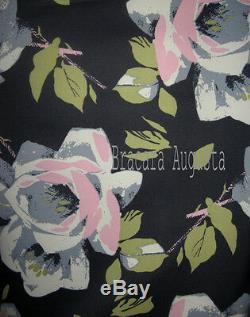 Karen Millen Black & Pink Green Grey Roses Floral V Back Rare Dress 8 Bnwt