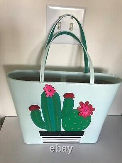 Kate Spade Handbag New Horizons Little Len Cactus Tote Green Aqua pink Black New