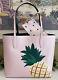 Kate Spade Large Pineapple Pink Tote Colada Shoulder Cruise Bag Carryall + Pouch