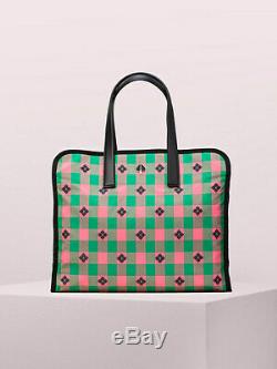 Kate Spade Morley Large EW Tote Bag in Green & Pink Taupe Nylon & Leather $299