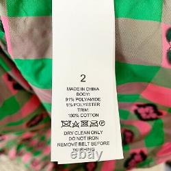 Kate Spade Punchy Pink Green Gingham Midi Dress Womens Size 2