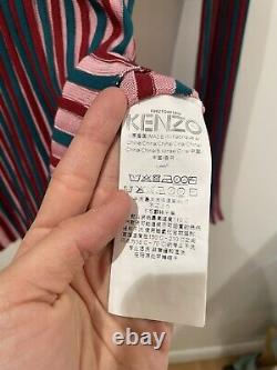 Kenzo Paris Ribbed Top Jumper Pink Green New Knit V Neck Rrp £400 Designer