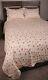 King Quilt Set Pink Green Rosebud Shabby Chic Romantic Cottage Cotton Bedding