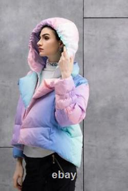 Kylie Jenner Pastel Rainbow Ombre Puffer Duck Down Jacket Winter Coat Oversize