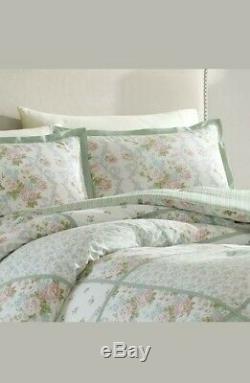 LAURA ASHLEY Queen Comforter Set 4PC COTTAGE FLORAL PINK Green