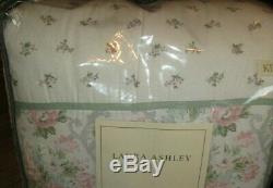 LAURA ASHLEY Queen Comforter Set 4P BEAUTIFUL FARMHOUSE FLORAL green pink
