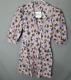 Lhd Glades Womens Small Casitas Pink Green Floral Shift Dress Puff Sleeve
