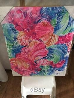 LIlly Pulitzer NEW Large Canvas Art Pink Green Blue Shell Design Free Shipping
